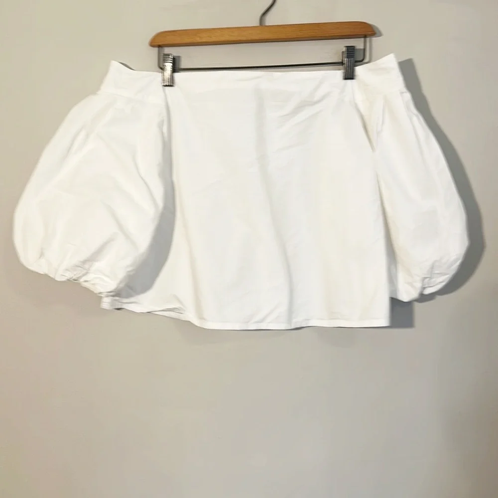 Anthropologie x Mare Mare White Off Shoulder Puff Sleeve Crop top blouse Sz S